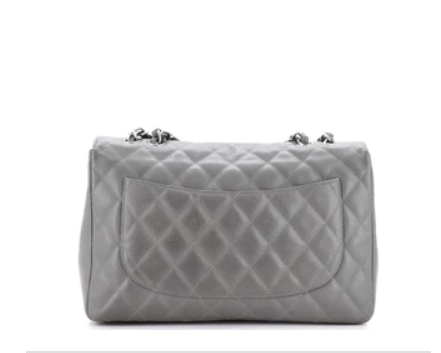 Chanel Vintage Classic Single Flap Bag Quilted Caviar Jumbo