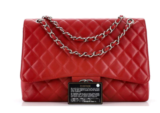 Chanel Vintage Classic Single Flap Bag Quilted Caviar Maxi