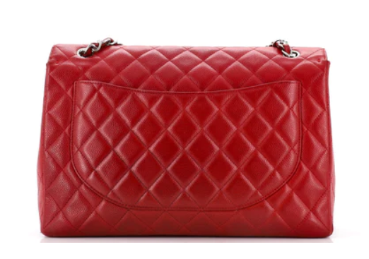 Chanel Vintage Classic Single Flap Bag Quilted Caviar Maxi
