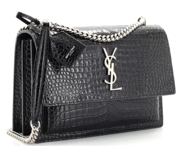 Saint LaurentSunset Crossbody Bag Crocodile Embossed Leather Medium