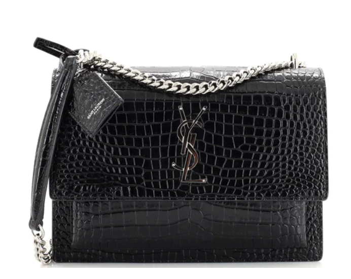Saint LaurentSunset Crossbody Bag Crocodile Embossed Leather Medium