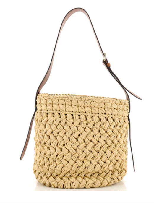 Prada Bucket Bag Crochet Raffia with Leather