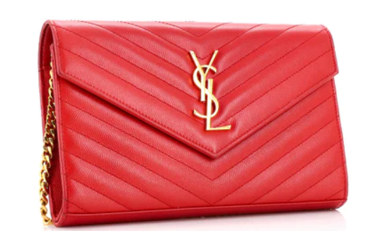 Saint LaurentDeconstructed Monogram Chain Wallet Matelasse Chevron Leather Medium