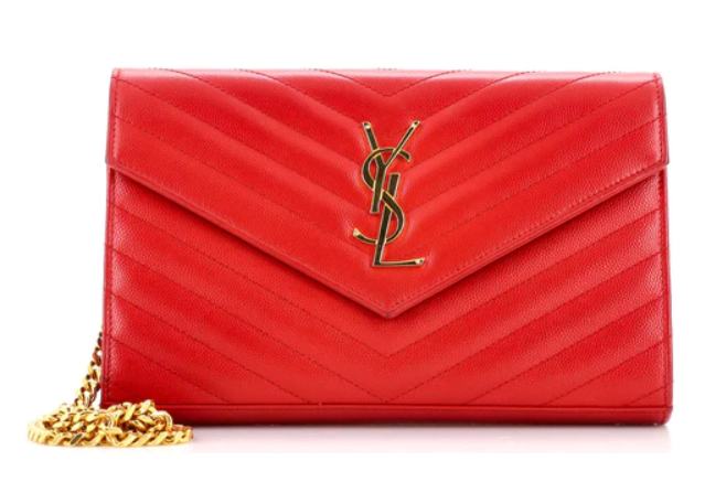 Saint LaurentDeconstructed Monogram Chain Wallet Matelasse Chevron Leather Medium