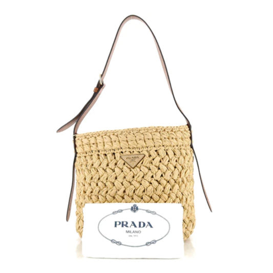 Prada Bucket Bag Crochet Raffia with Leather