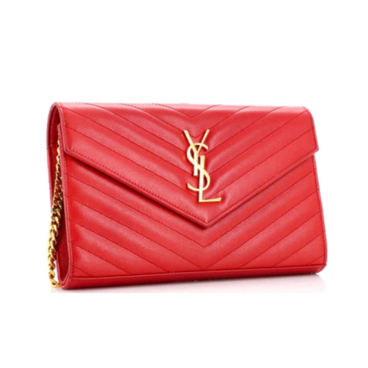 Saint LaurentDeconstructed Monogram Chain Wallet Matelasse Chevron Leather Medium